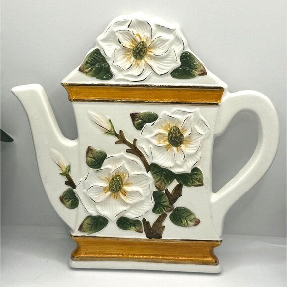 Ceramic Magnolia Flower 2 prong Wall Hanging - Picture 1 of 5